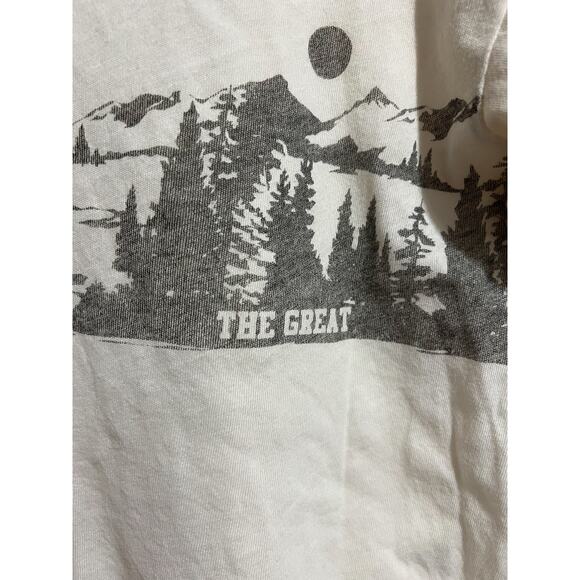 The Great. Tee Shirt Sz 0 XS Off White Graphic Outdoors Woods Forest Cream Boxy - Picture 4 of 7